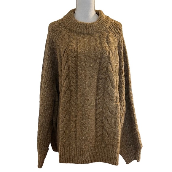 Universal Thread Mock Neck Cable Knit Sweater Women’s Sz 1X Camel Brown NEW - Picture 1 of 10